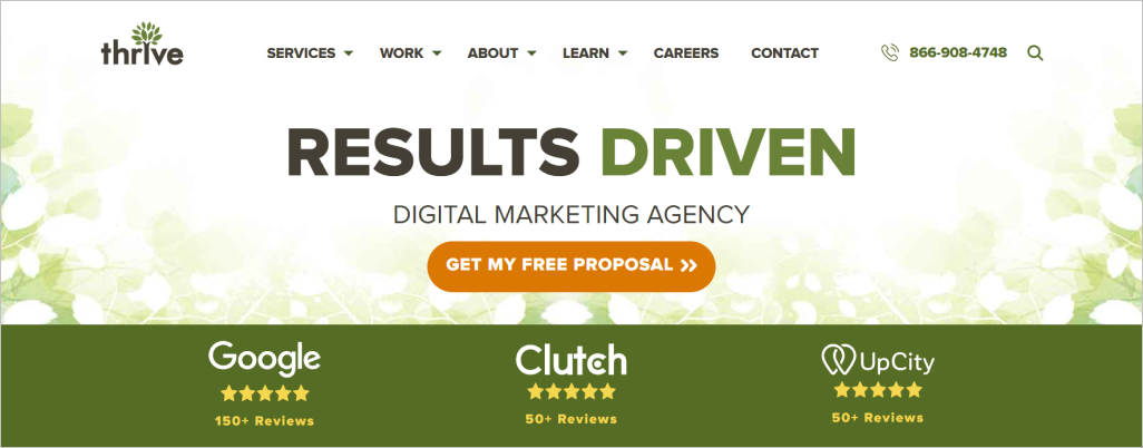 Thrive Marketing Agency Homepage