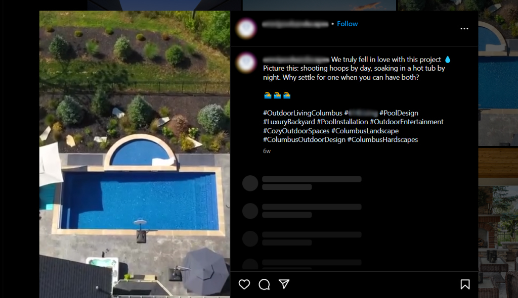 Pool renovation project on Instagram