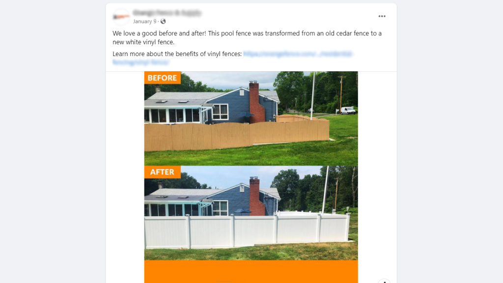 Before and after photos of fence replacement
