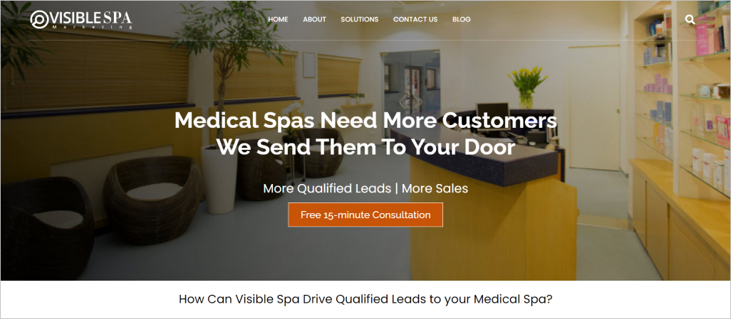 Visible Spa Marketing homepage