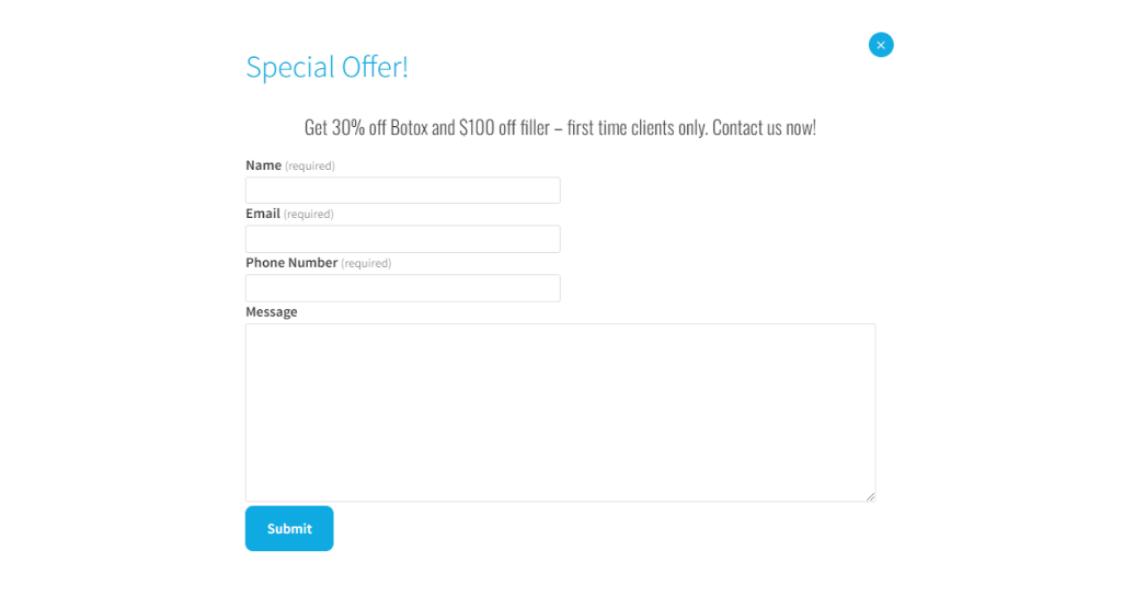 An example of limited-time offer for first time clients