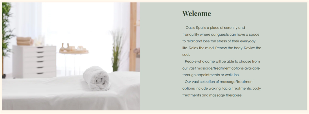 Oasis Spa homepage