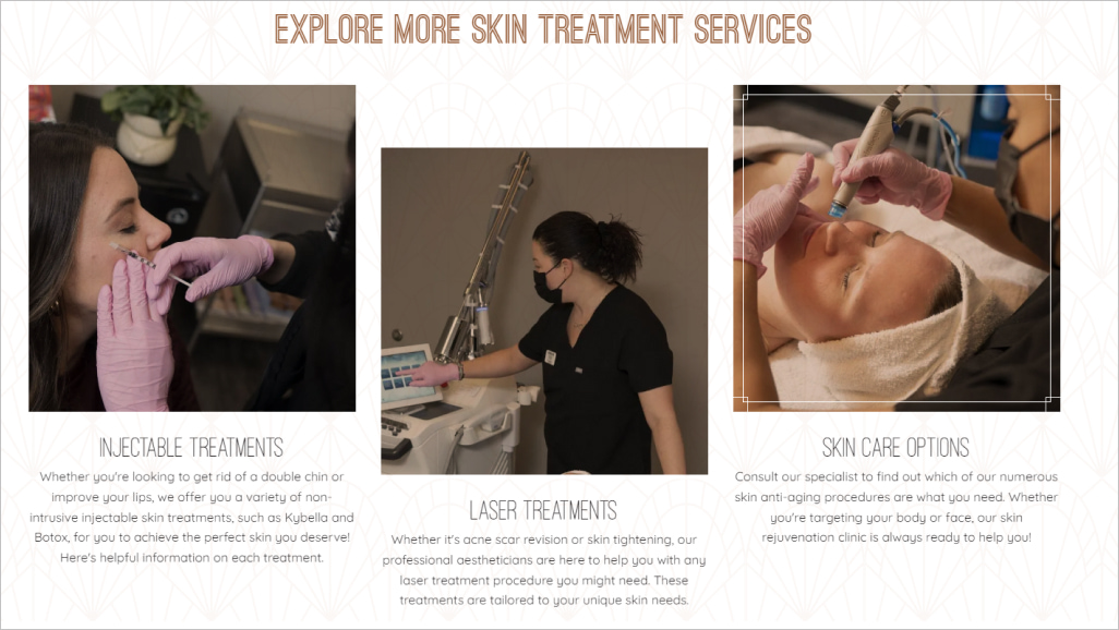 Engaging photos on a medical spa website