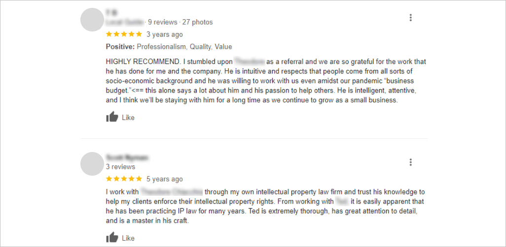 ip lawyer reviews on google